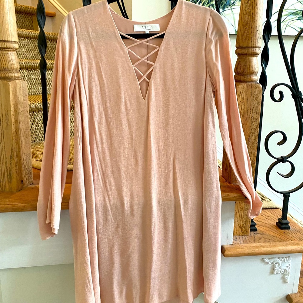 ASTR the Label Blush long sleeve crepe dress